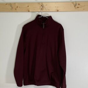 Van Heusen Men's Zip Mock Neck Sweater - Burgundy